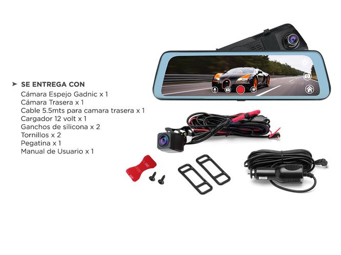 Cámara Espejo Retrovisor Gadnic 1080P Grabacion Dual - 5