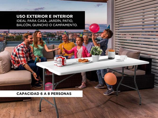 Mesa Plegable Gadnic 1,80mt Aluminio y PVC Liviana Portátil Exterior / Interior - 2