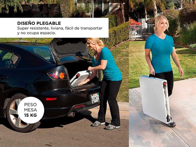 Mesa Plegable Gadnic 1,80mt Aluminio y PVC Liviana Portátil Exterior / Interior - 4
