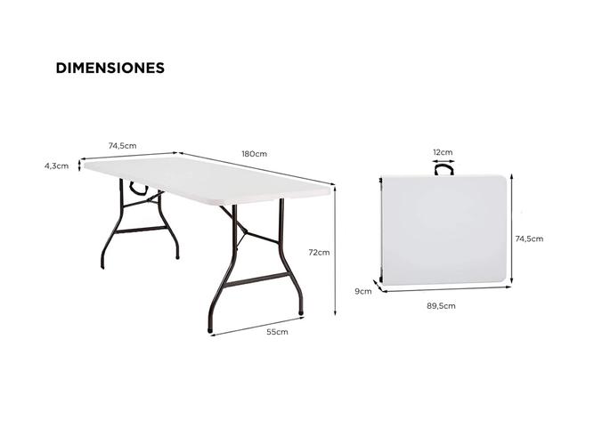 Mesa Plegable Gadnic 1,80mt Aluminio y PVC Liviana Portátil Exterior / Interior - 5
