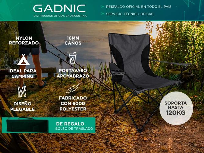 Silla Plegable Gadnic Reforzada Ideal Camping Pesca Con Portavaso - 1