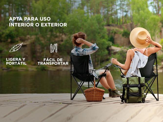 Silla Plegable Gadnic Reforzada Ideal Camping Pesca Con Portavaso - 4