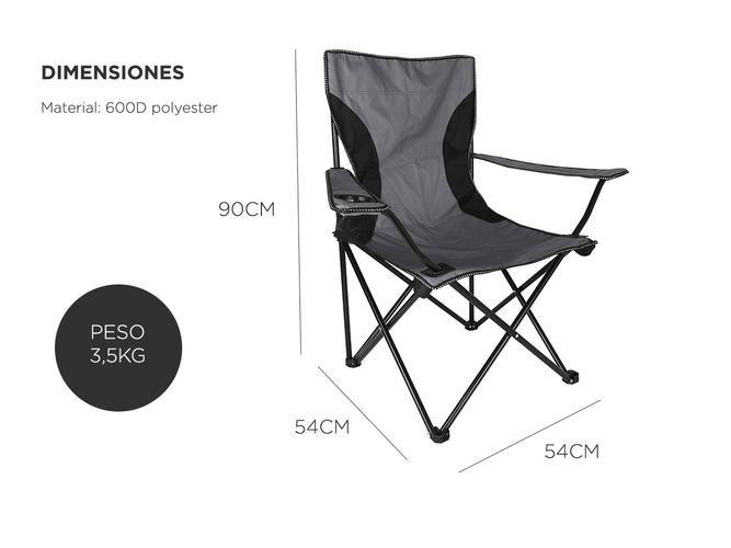 Silla Plegable Gadnic Reforzada Ideal Camping Pesca Con Portavaso - 5