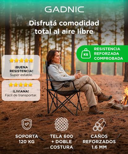 Silla Plegable Gadnic Reforzada Ideal Camping Pesca Con Portavaso - 1