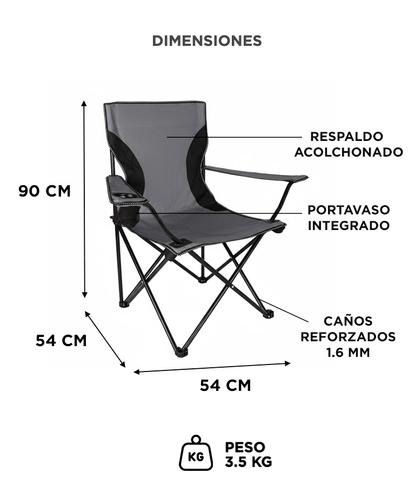 Silla Plegable Gadnic Reforzada Ideal Camping Pesca Con Portavaso - 5