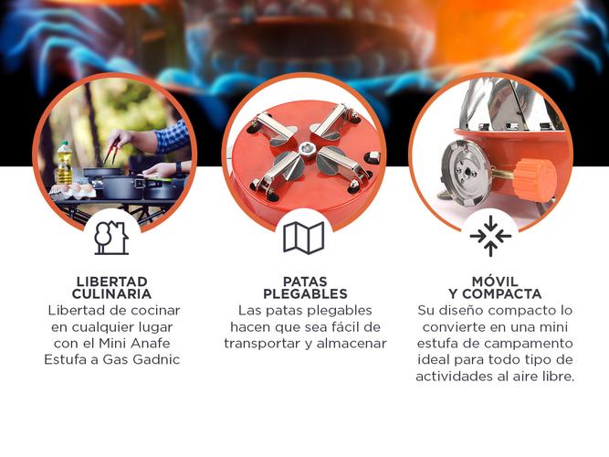 Anafe de Cocina Portátil Gadnic CPAN20 para Camping a Gas - 3
