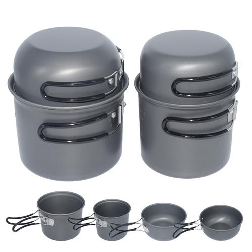 Set de 2 Ollas De Aluminio + 2 Sartenes Gadnic desmontables para exterior - 0