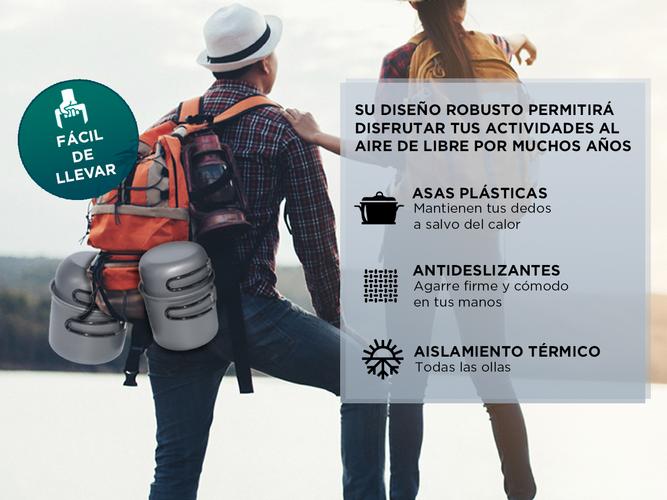 Set de 2 Ollas De Aluminio + 2 Sartenes Gadnic desmontables para exterior - 2