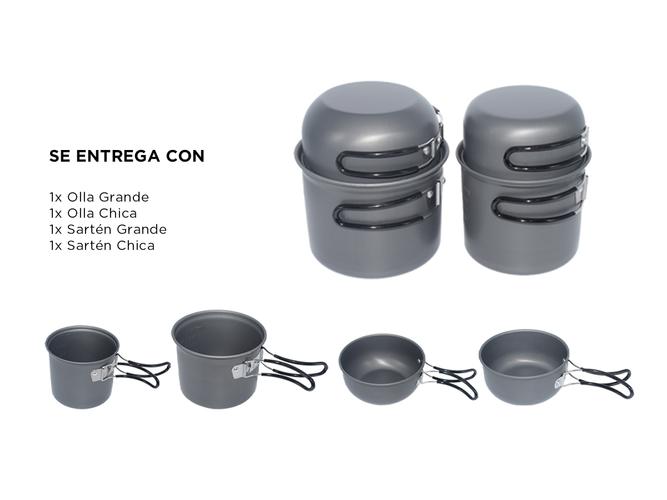 Set de 2 Ollas De Aluminio + 2 Sartenes Gadnic desmontables para exterior - 4