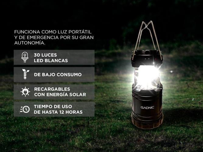 Farol Led de Camping Plegable Gadnic Recargable Energía Solar - 3