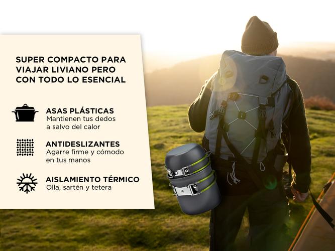Set de Cocina Ollas y Cubiertos Gadnic Desmontables Para Camping - 2