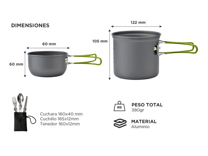 Set de Cocina Ollas y Cubiertos Gadnic Desmontables Para Camping - 3