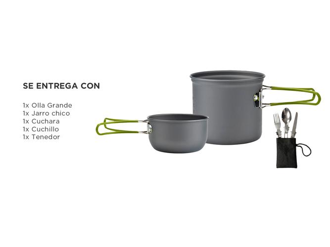 Set de Cocina Ollas y Cubiertos Gadnic Desmontables Para Camping - 4