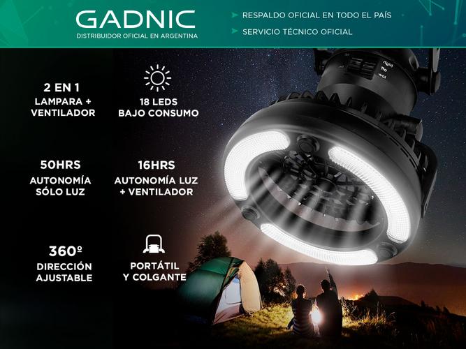 Farol Led Portátil Gadnic Con Ventilador Para Camping  - 1