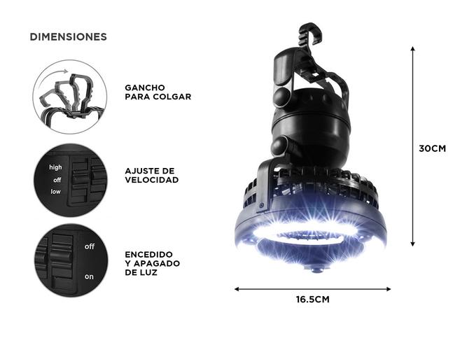 Farol Led Portátil Gadnic Con Ventilador Para Camping  - 5