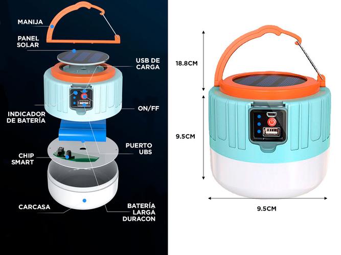 Luz de Carga Solar Control Remoto Gadnic VBRU69 Campamento Exterior - 5