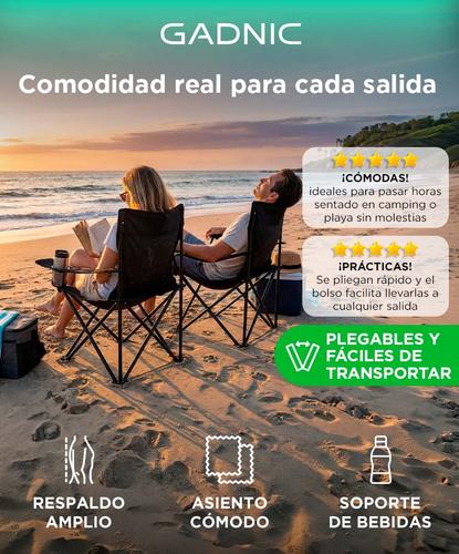 2 Sillas Plegables Gadnic Camping Playa Pesca Reforzadas Con Bolso - 1