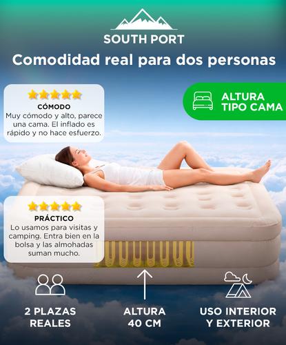 Colchón inflable Southport by Gadnic  2 plazas con Bomba Eléctrica y Almohadas Camping  - 1