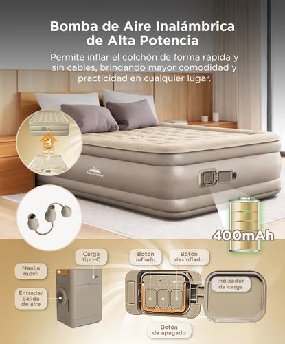Colchón inflable Southport by Gadnic  2 plazas con Bomba Eléctrica y Almohadas Camping  - 2