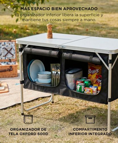 Mesa Camping Plegable Gadnic 122 X 48 X 71 Cm Organizador Oxford 600D Estructura De Aluminio Altura Regulable Capacidad 30 Kg - 3