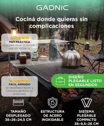 Parrilla Plegable Portátil Gadnic Acero Inoxidable Camping Compacta Tipo Valija - 1