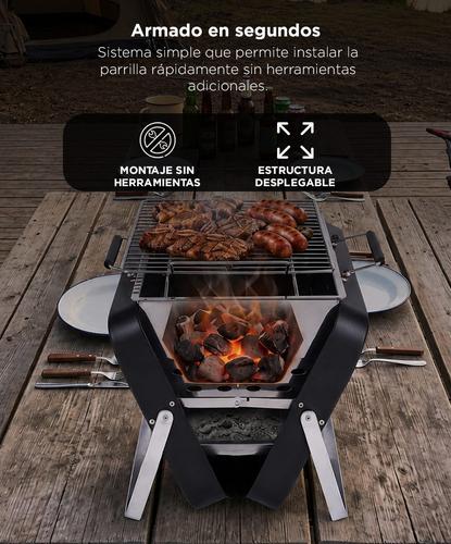Parrilla Plegable Portátil Gadnic Acero Inoxidable Camping Compacta Tipo Valija - 3