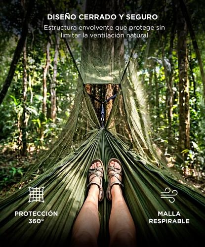 Hamaca Para Camping Con Mosquitero Integrado South Port By Gadnic Costuras Reforzadas Mosquetones de Seguridad  - 2