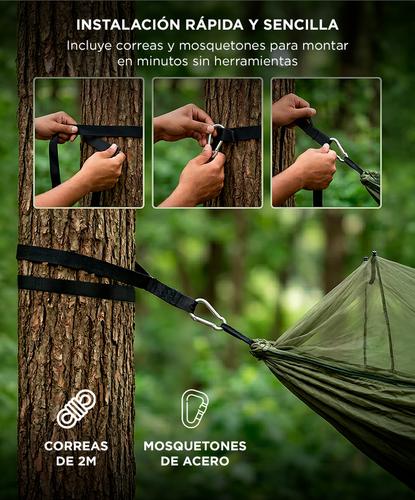 Hamaca Para Camping Con Mosquitero Integrado South Port By Gadnic Costuras Reforzadas Mosquetones de Seguridad  - 3