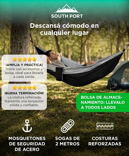 Hamaca para Camping South Port By Gadnic Costuras Reforzadas Mosquetones de Seguridad  - 1