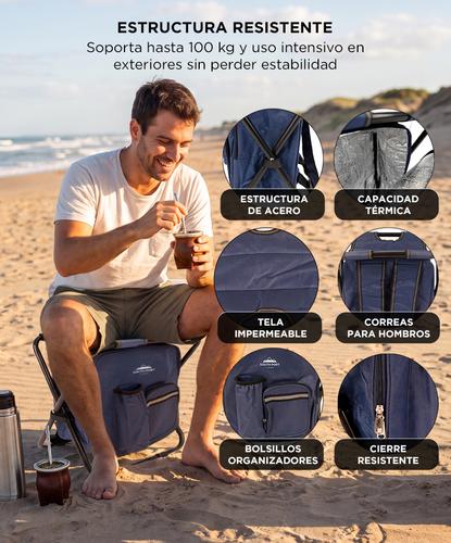 Banqueta Con Bolso Integrado South Port By Gadnic Plegable Para Camping Conservación Térmica  - 4