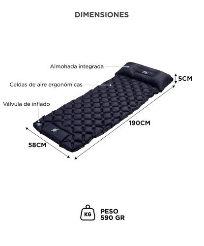 Colchon Inflable Camping Gadnic Con Almohada Integrada Nylon 40D TPU Peso 590 g Ultraliviano Compacto - 5