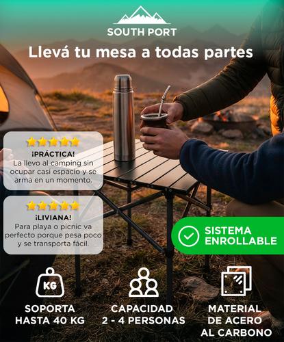 Mesa Plegable Enrollable South Port By Gadnic Acero Al Carbono Con Bolsa De Guardado Para Camping Y Outdoor  - 1