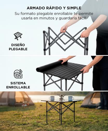 Mesa Plegable Enrollable South Port By Gadnic Acero Al Carbono Con Bolsa De Guardado Para Camping Y Outdoor  - 2