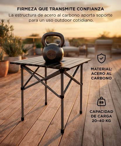 Mesa Plegable Enrollable South Port By Gadnic Acero Al Carbono Con Bolsa De Guardado Para Camping Y Outdoor  - 3