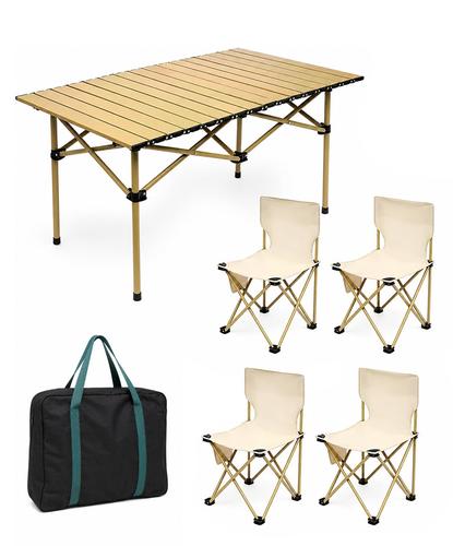 Set De Camping Mesa Enrollable + 4 Sillas Plegables South Port By Gadnic Tela Oxford 600D Estructura Acero Al Carbono - 6