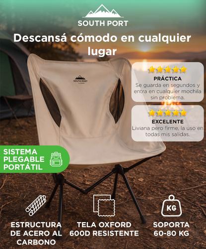 Silla Plegable Camping South Port By Gadnic Con Estuche Ultraliviana Estructura De Acero Soporta 60 - 80 Kg - 1