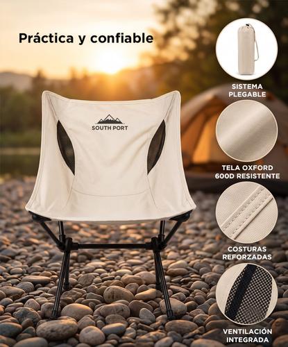 Silla Plegable Camping South Port By Gadnic Con Estuche Ultraliviana Estructura De Acero Soporta 60 - 80 Kg - 4
