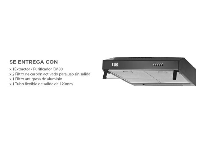 Extractor De Cocina Cuk By Gadnic CM80 Purificador Uso Con O Sin Salida 60cm 3 Velocidades - 4