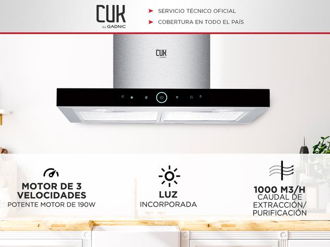 Extractor De Cocina Cuk By Gadnic CM-190 Pro Campana Flat 60cm 190w Panel Touch 3 Velocidades Luz Led - 1