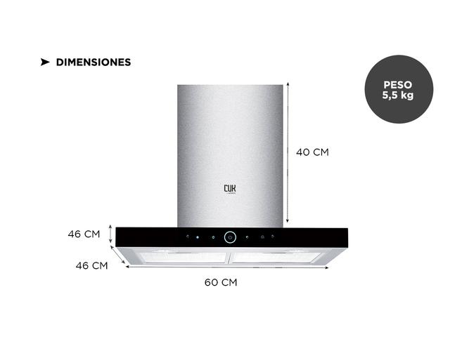 Extractor De Cocina Cuk By Gadnic CM-190 Pro Campana Flat 60cm 190w Panel Touch 3 Velocidades Luz Led - 3