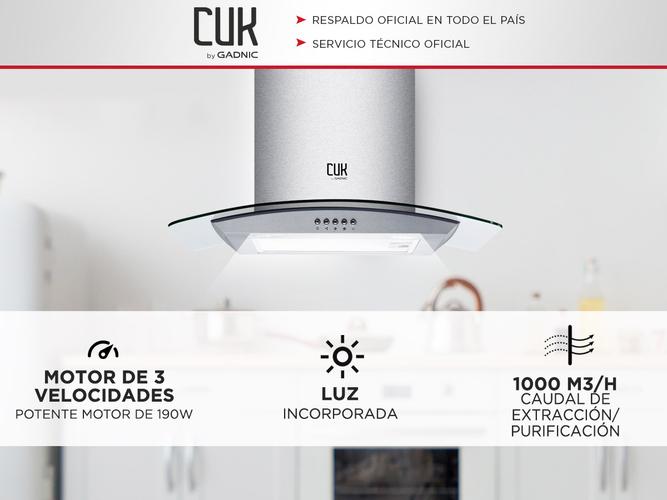 Extractor De Cocina Cuk By Gadnic CM1900 Campana Acero Inoxidable Y Vidrio 60cm 190w 3 Velocidades Luz Led - 1