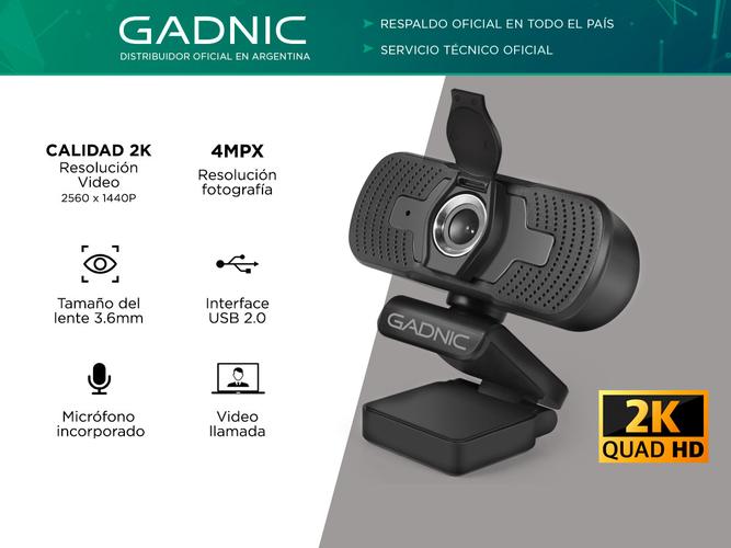 Webcam Gadnic 2K USB con Micrófono Streaming 1440p 30fps - 1