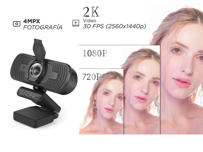 Webcam Gadnic 2K USB con Micrófono Streaming 1440p 30fps - 3