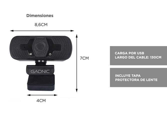 Webcam Gadnic 2K USB con Micrófono Streaming 1440p 30fps - 5