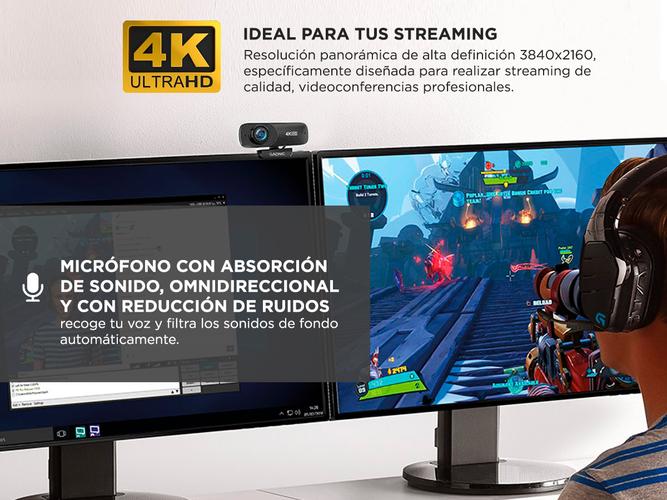 Webcam Gadnic 4K UHD USB con Micrófono Streaming 30fps + Tripode gratis - 3