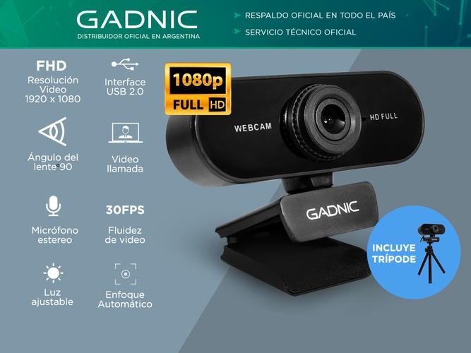 Webcam Gadnic Full HD 1080p USB con Micrófono + Tripode - 1