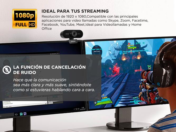 Webcam Gadnic Full HD 1080p USB con Micrófono + Tripode - 3