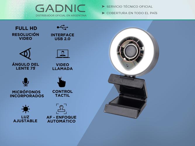 Camara Web Gadnic Full HD 1080P c/ Aro Led Webcam Meet Zoom - 1