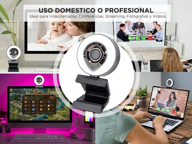 Camara Web Gadnic Full HD 1080P c/ Aro Led Webcam Meet Zoom - 2