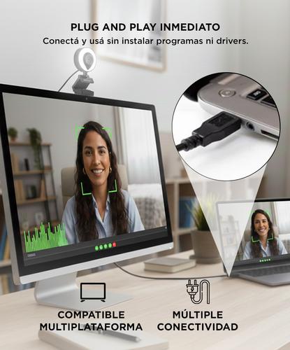 Camara Web Gadnic Full HD 1080P c Aro Led Webcam Meet Zoom - 3